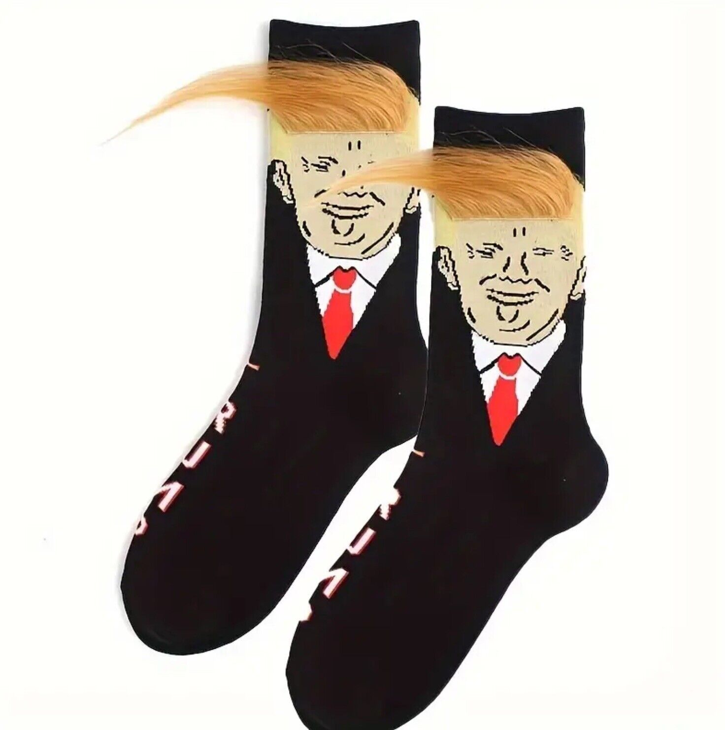 Trump MAGA 2024 Make America Great Again Black Socks Funny Hair
