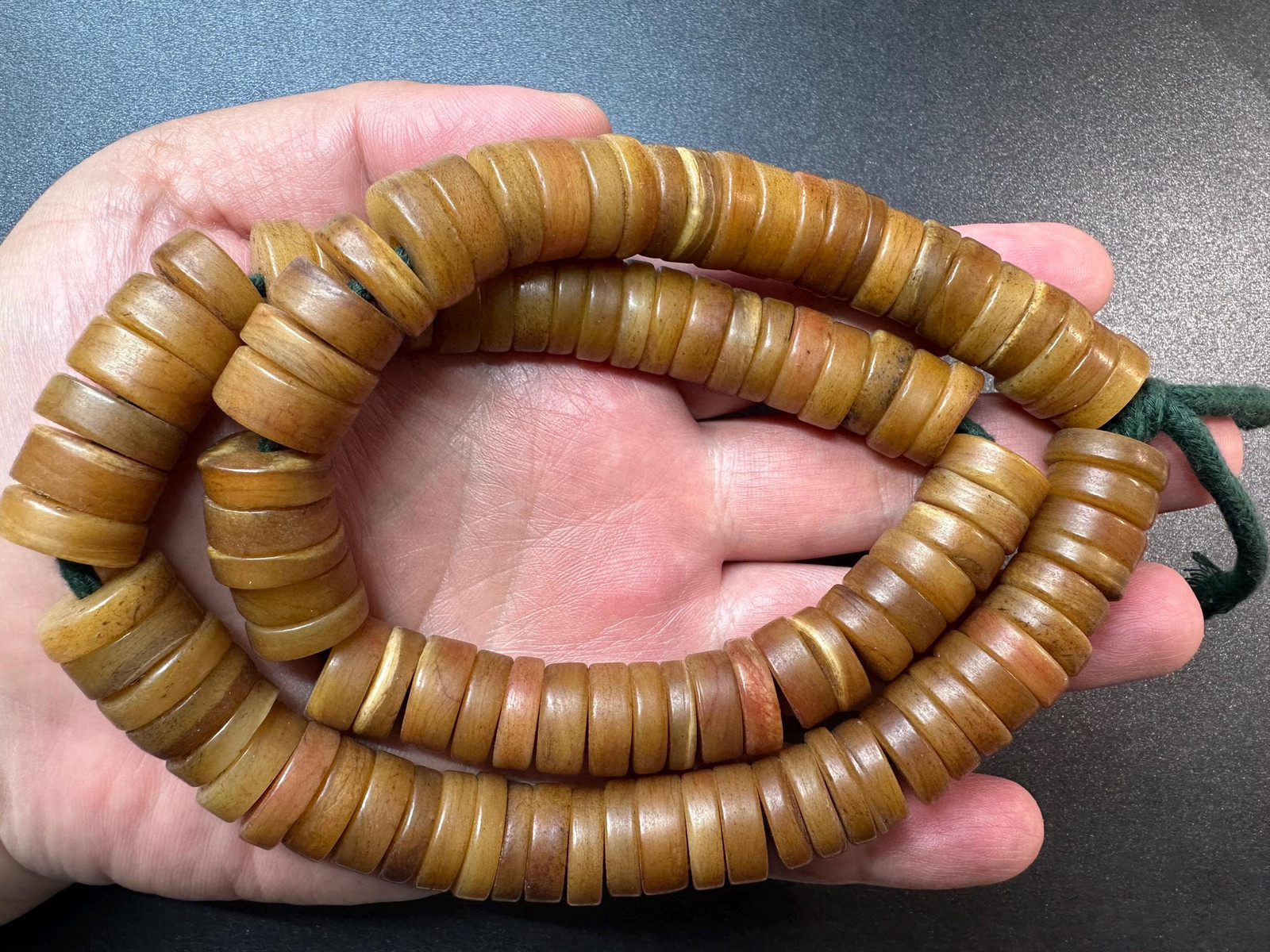 Handcrafted Tibetan Yak Bone Mala 108 Beads, 16mm Disc, 22 Meditation Necklace