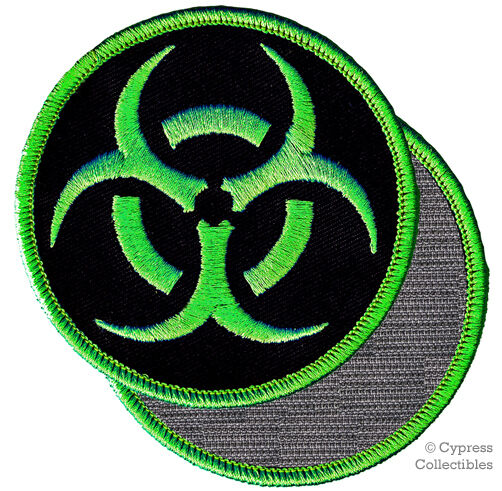 BIOHAZARD SYMBOL embroidered PATCH ZOMBIE GREEN emblem w/ VELCRO® Brand Fastener