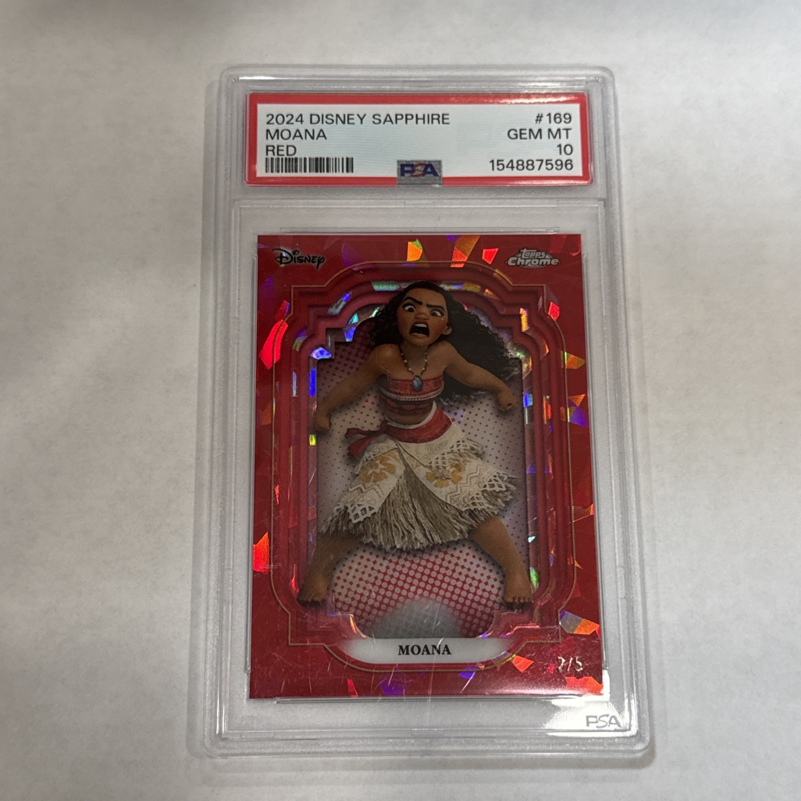 2024 Topps Disney Sapphire Red Refractor Moana 2/5 PSA 10 2024 Topps Disney Sapphire Red Refractor Moana 2/5 PSA 10