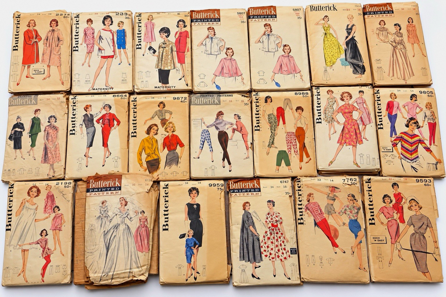 Butterick Vintage Original Women’s Sewing Patterns Lot Assorted Designs Dresses