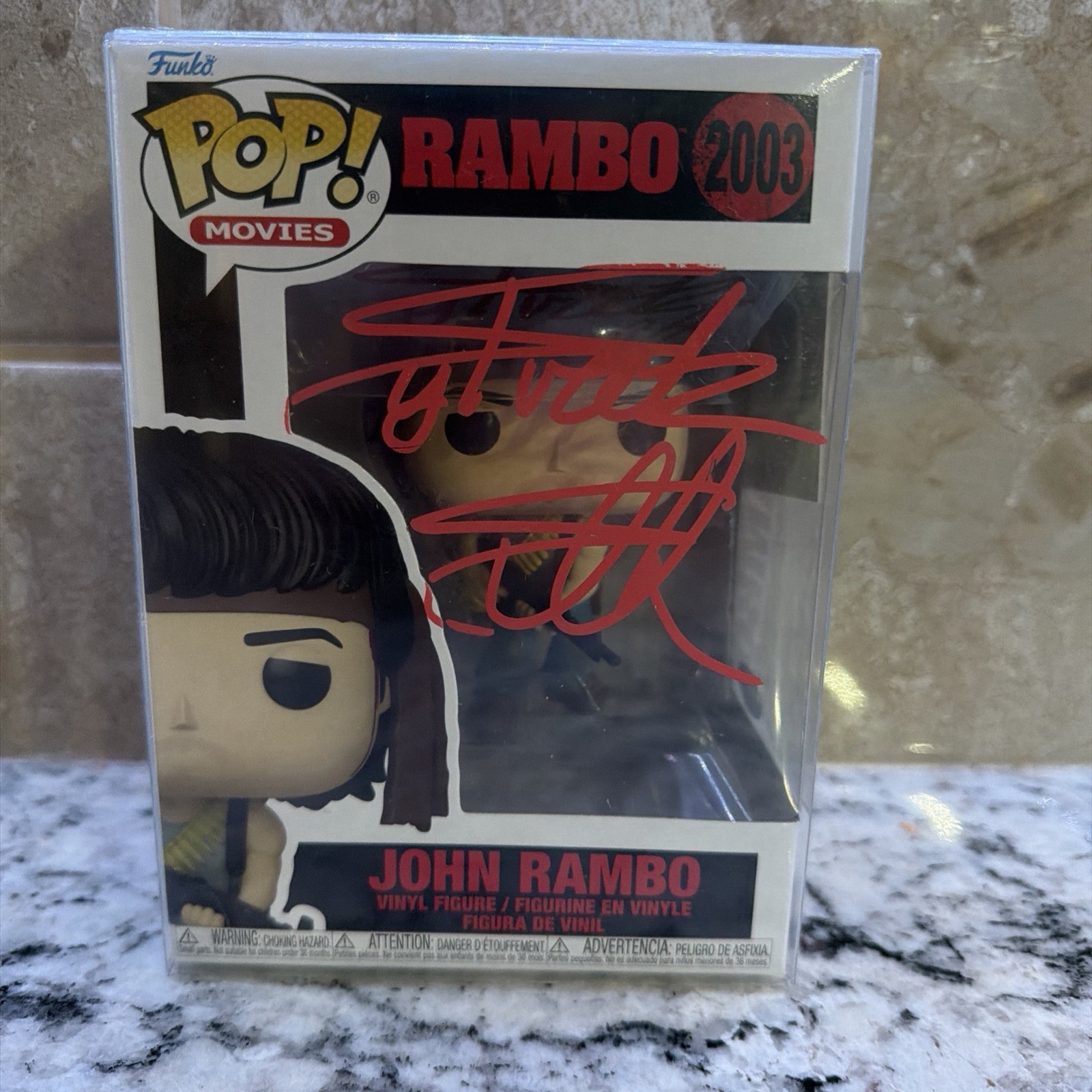 Hand Signed by Sylvester Stallone Funko Pop Rambo: John Rambo #2003 Hand Signed by Sylvester Stallone Funko Pop Rambo: John Rambo #2003