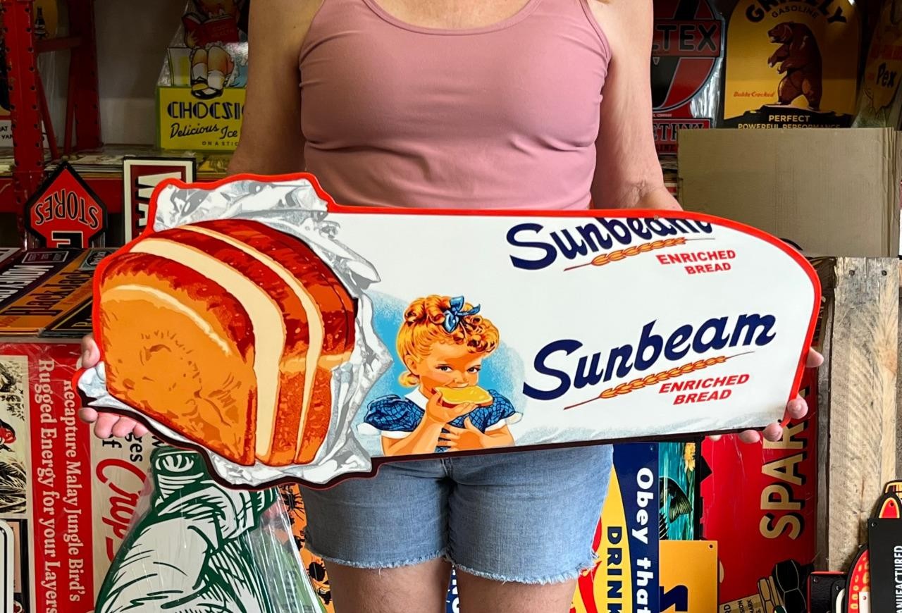 Antique Vintage Style Sign Sunbeam Bread NOT Porcelain Made USA 30x14