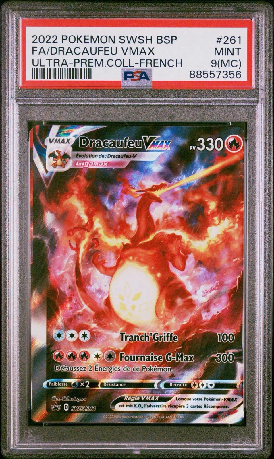 Pokemon Dragonfly VMAX 261/264 PSA 9 MC Miscut Pop 6 FR 2022