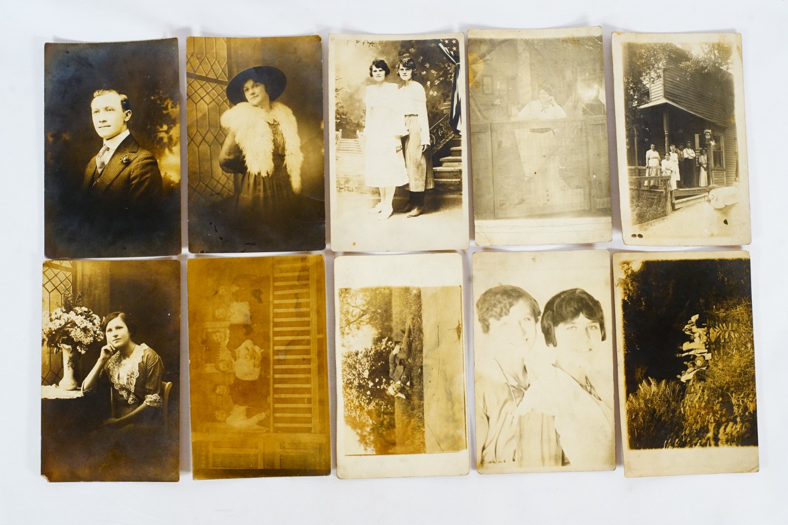 Lot Of 10 RPPC People Portraits Real Photo Postcards