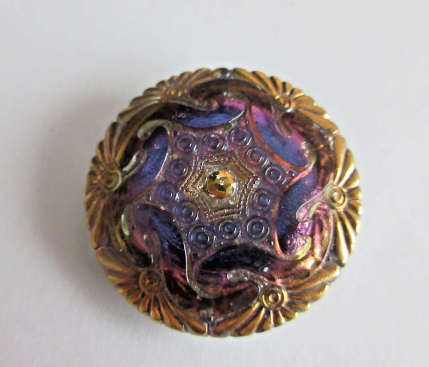 XL Outstanding Czech Vintage Style Glass Buttons Navy and Gold Accents XL Outstanding Czech Vintage Style Glass Buttons Navy and Gold Accents