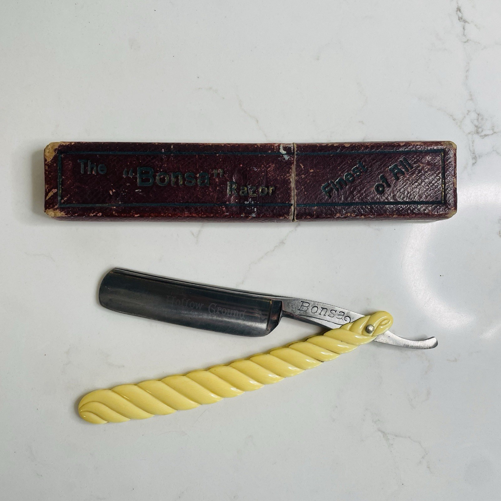 Vintage Bonsa Hollow Ground Folding Straight Razor Sheffield Steel Germany Vintage Bonsa Hollow Ground Folding Straight Razor Sheffield Steel Germany