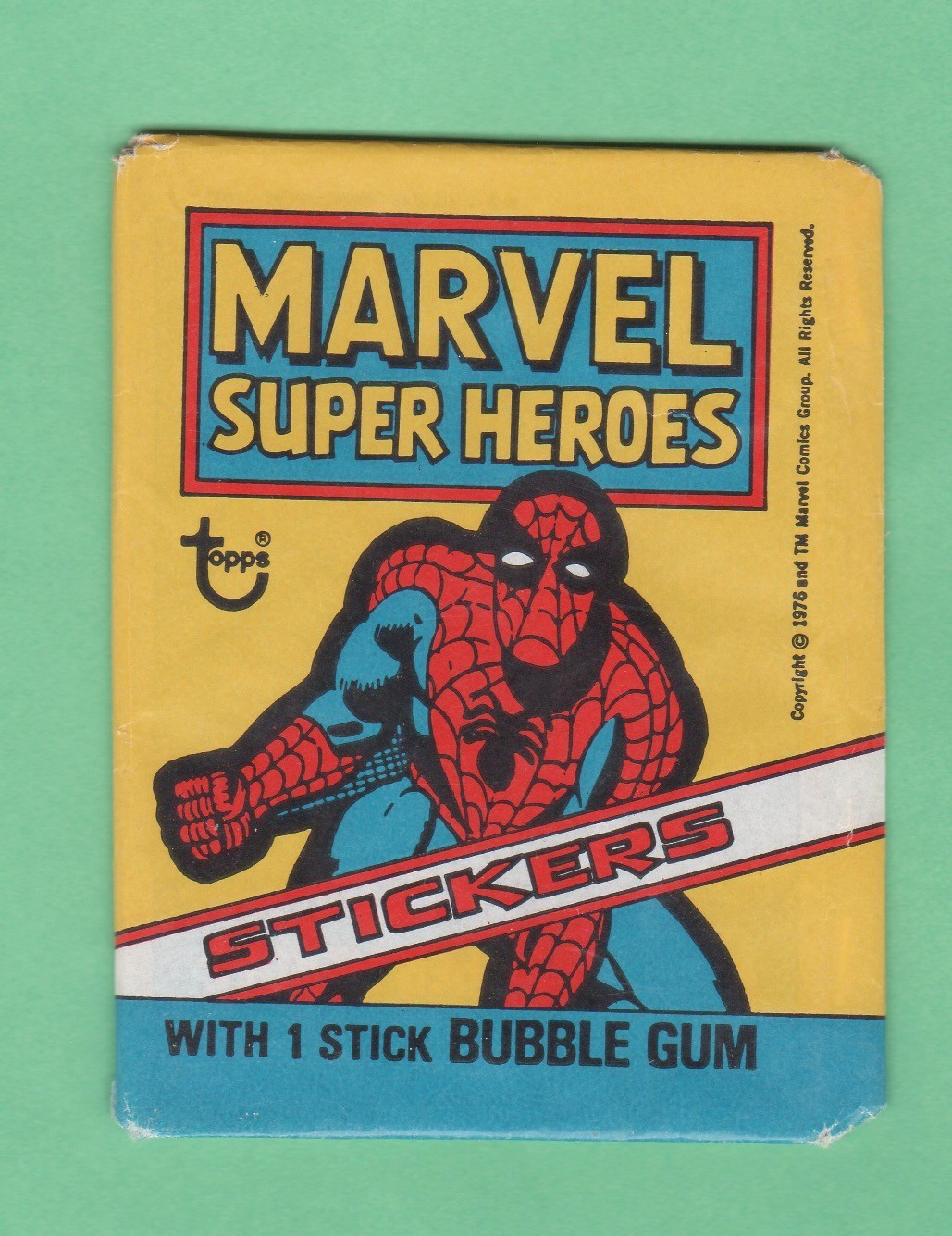 1976 Topps Marvel Super Heroes Stickers Wax Pack Spider Man 1976 Topps Marvel Super Heroes Stickers Wax Pack Spider Man