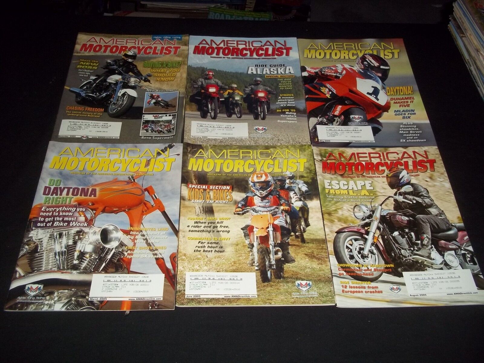 2005 AMERICAN MOTORCYCLIST MAGAZINE LOT OF 12 ISSUES - FAST BIKES - M 483