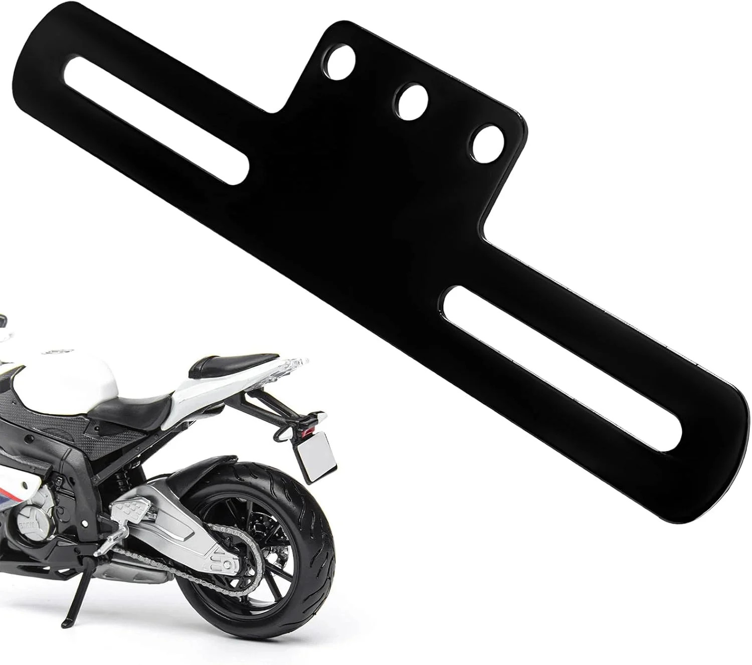 Universal Adjustable Motorcycle License Plate Bracket Rear Mount Polished Black