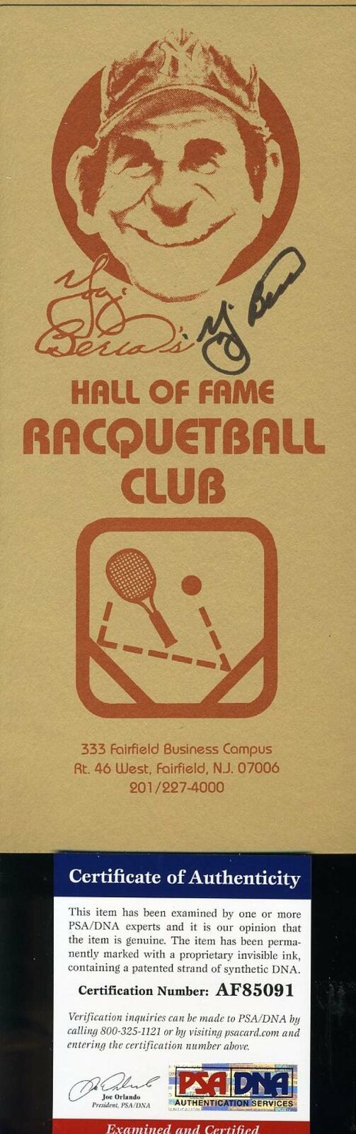 Yogi Berra Psa Dna Coa Signed Berras Racquetball Club Brochure Autograph