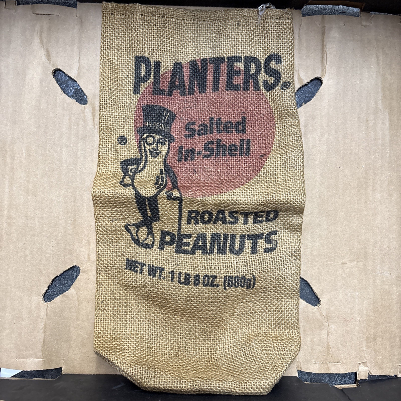 VTG Baseball Planters Mr Peanut Burlap Bag Sack Roasted Peanuts Salted in Shell VTG Baseball Planters Mr Peanut Burlap Bag Sack Roasted Peanuts Salted in Shell