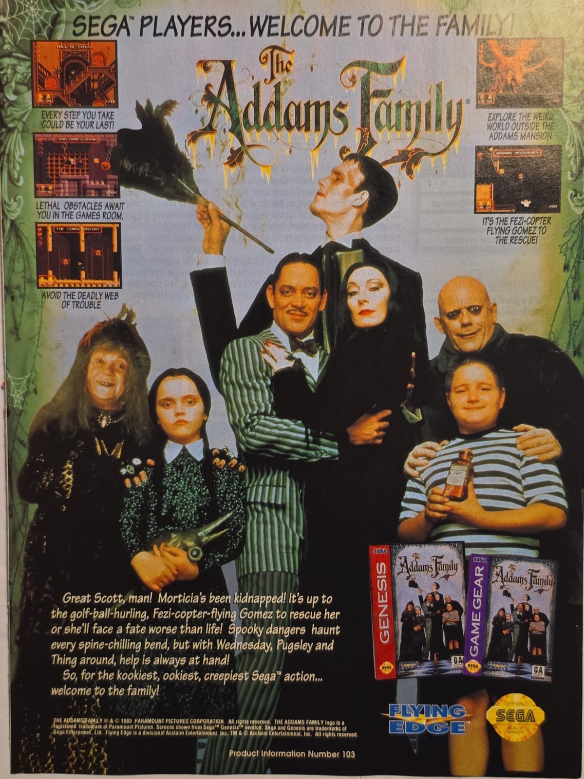 Rare Vintage Addams Family Gaming Print Ads Lot SNES Sega Movie Promo Display