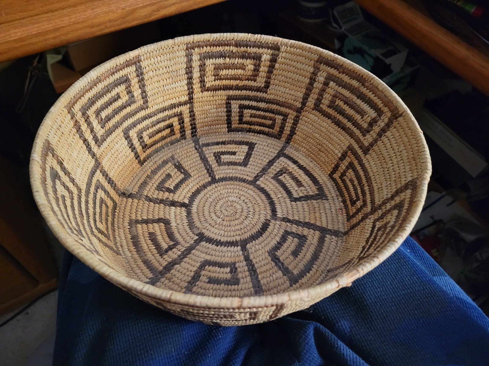 Antique Pima or Papago Native American Whirling Logs Basket Hard Firm Antique Pima or Papago Native American Whirling Logs Basket Hard Firm