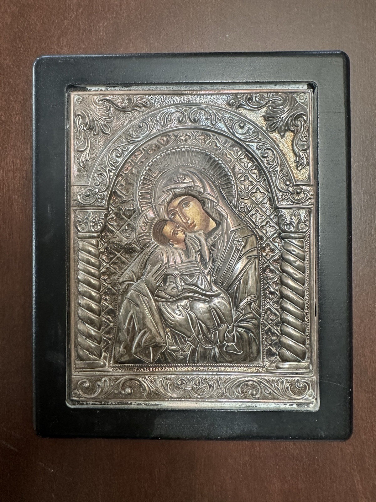Copy Of Byzantine Art,Greek Icon Mary and Child,950 Silver Cover,5 1/4x6 2/3x1/2 Copy Of Byzantine Art,Greek Icon Mary and Child,950 Silver Cover,5 1/4x6 2/3x1/2