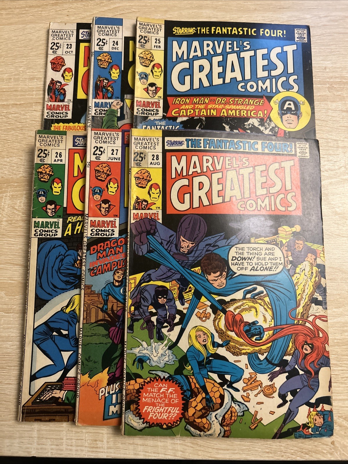 Fantastic Four Marvel's Greatest Comics #23, 24, 25, 26, 27, & 28 Silver Age Lot