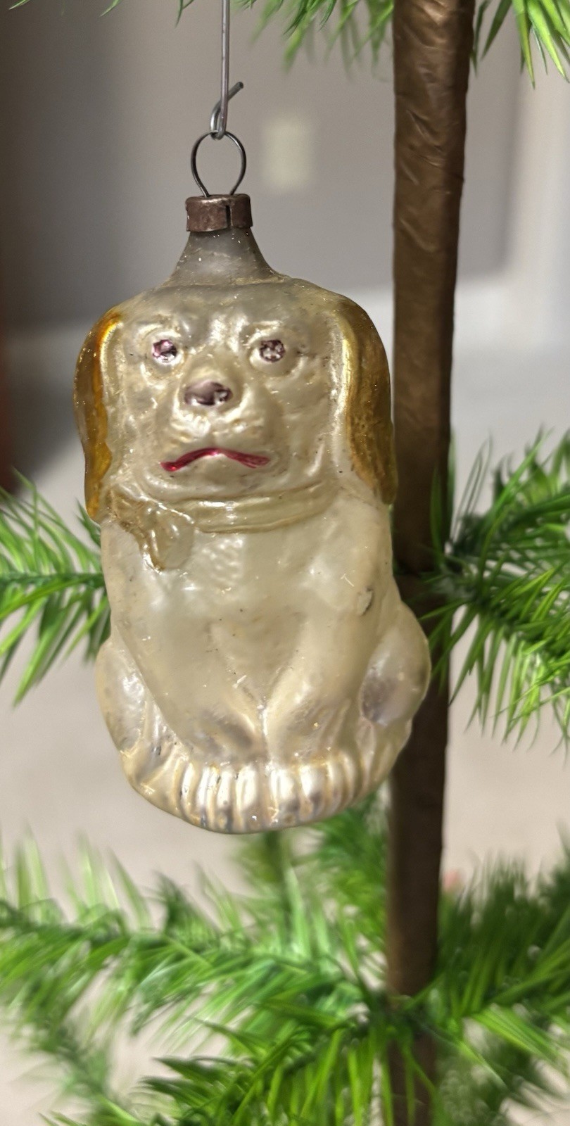 Antique VTG Blown Glass Sitting Spaniel DOG Christmas Ornament Germany Antique VTG Blown Glass Sitting Spaniel DOG Christmas Ornament Germany