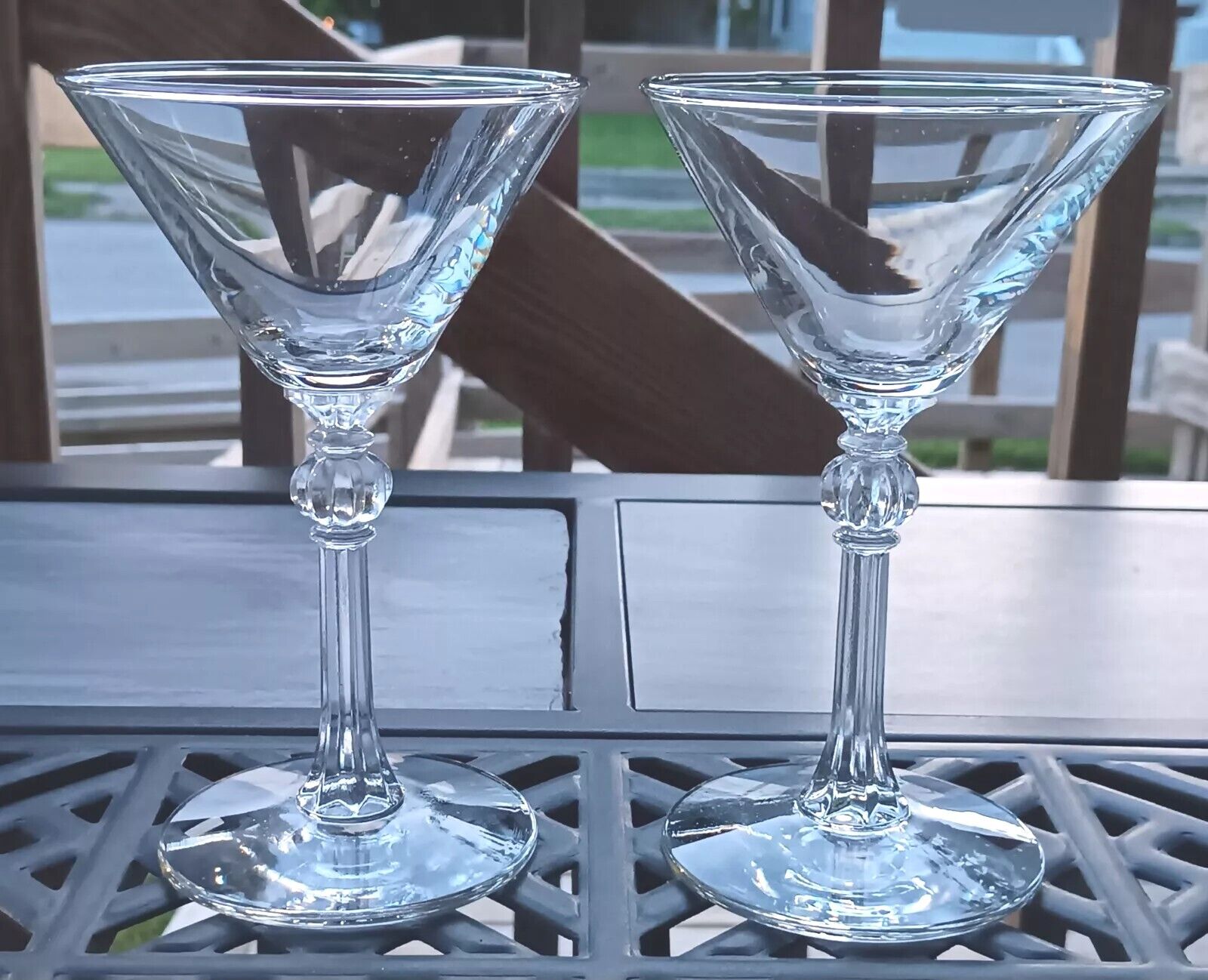 LIBBEY STARDUST MARTINI GLASSES 1940\'s CLEAR VINTAGE SET OF 2 EXCELLENT