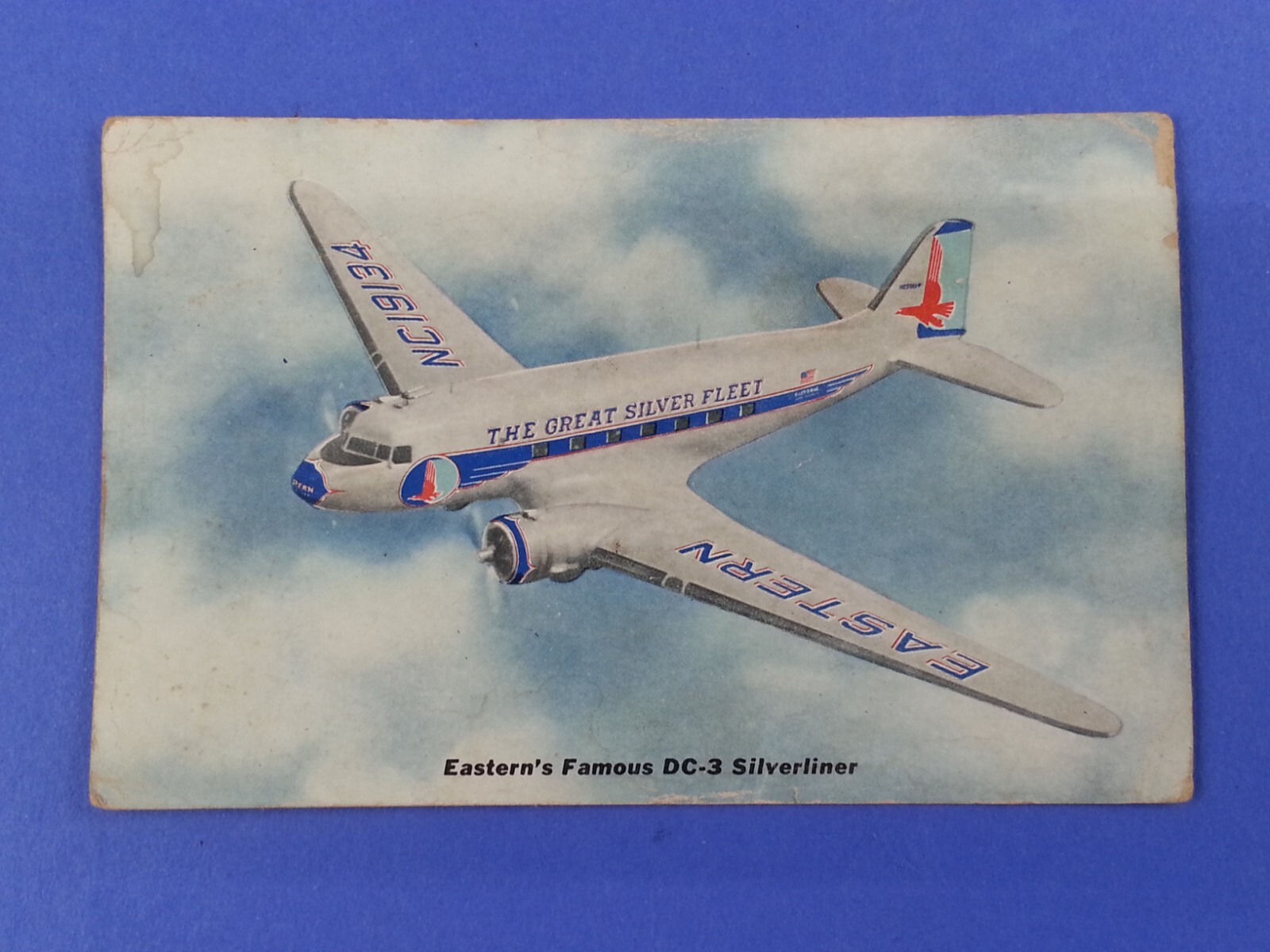 Vintage Easterns Famous DC-3 Silverliner Great Silver Fleet Airplane Postcard Vintage Easterns Famous DC-3 Silverliner Great Silver Fleet Airplane Postcard