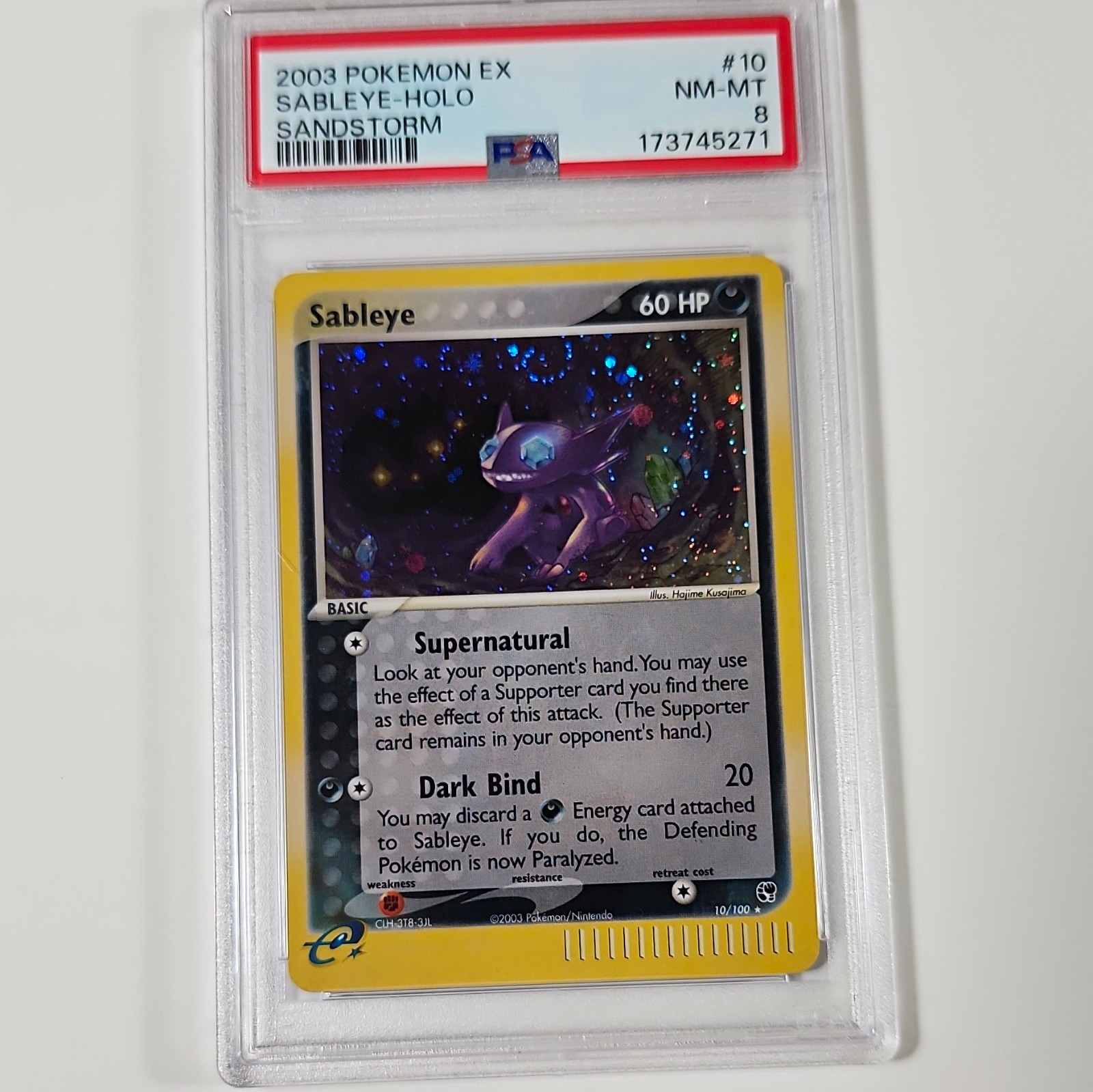 Pokémon Nintendo 2003 EX Sandstorm Sableye Holo 10/100 PSA 8 English Pokémon Nintendo 2003 EX Sandstorm Sableye Holo 10/100 PSA 8 English