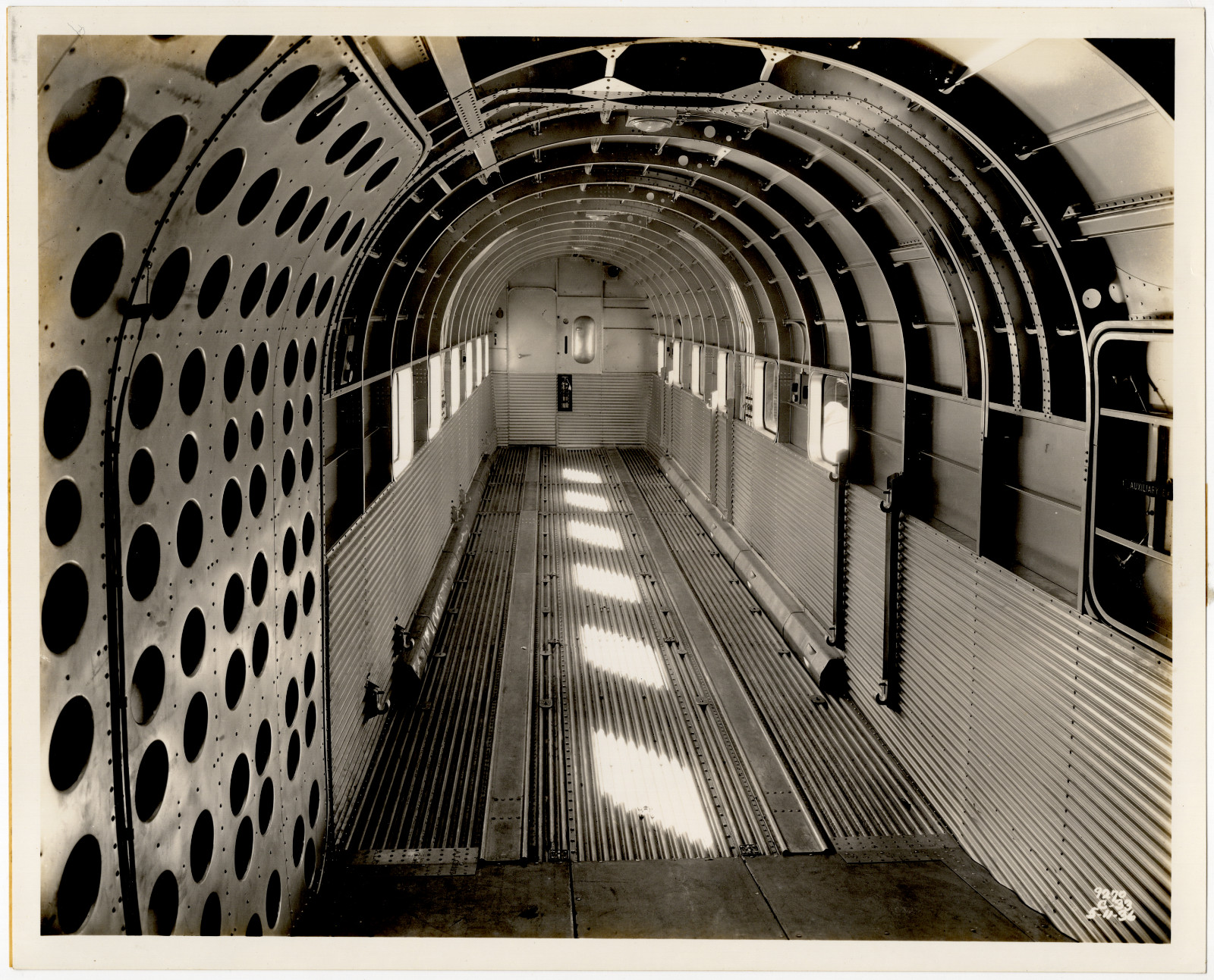 Vintage 1936 Cargo Plane Interior 8x10 Photo, Corrugated Metal Fuselage, Ribs