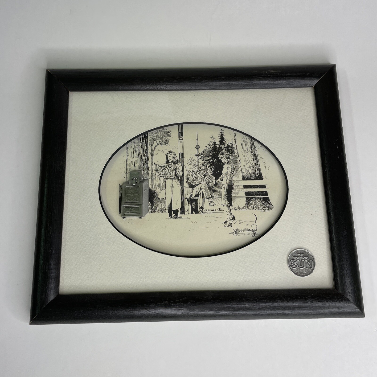 Vintage 1980s The Toronto Sun Newspaper Distribution Award Framed Art Pewter