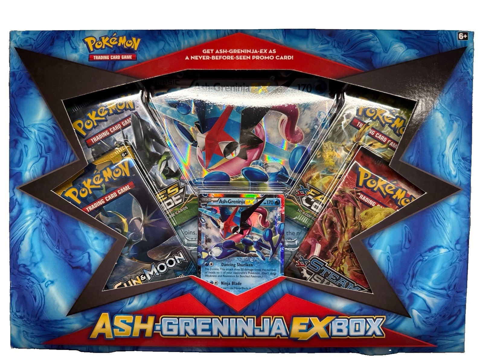 Pokemon Ash-Greninja EX Box 4 Packs, Sealed, Sun & Moon, XY