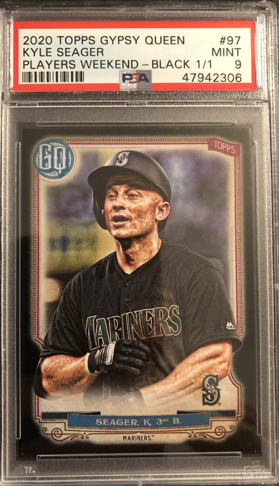2020 Topps Gypsy Queen Kyle Seager Players Weekend Variation Black 1/1 PSA 9