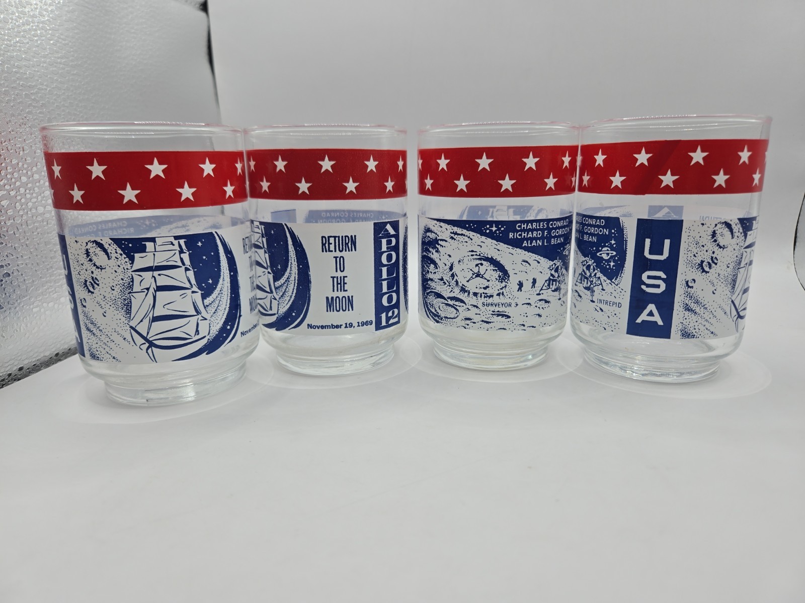 Vintage Libbey NASA Apollo 12 Moon Mission Drinking Glasses Set of 4 Whiskey Vintage Libbey NASA Apollo 12 Moon Mission Drinking Glasses Set of 4 Whiskey