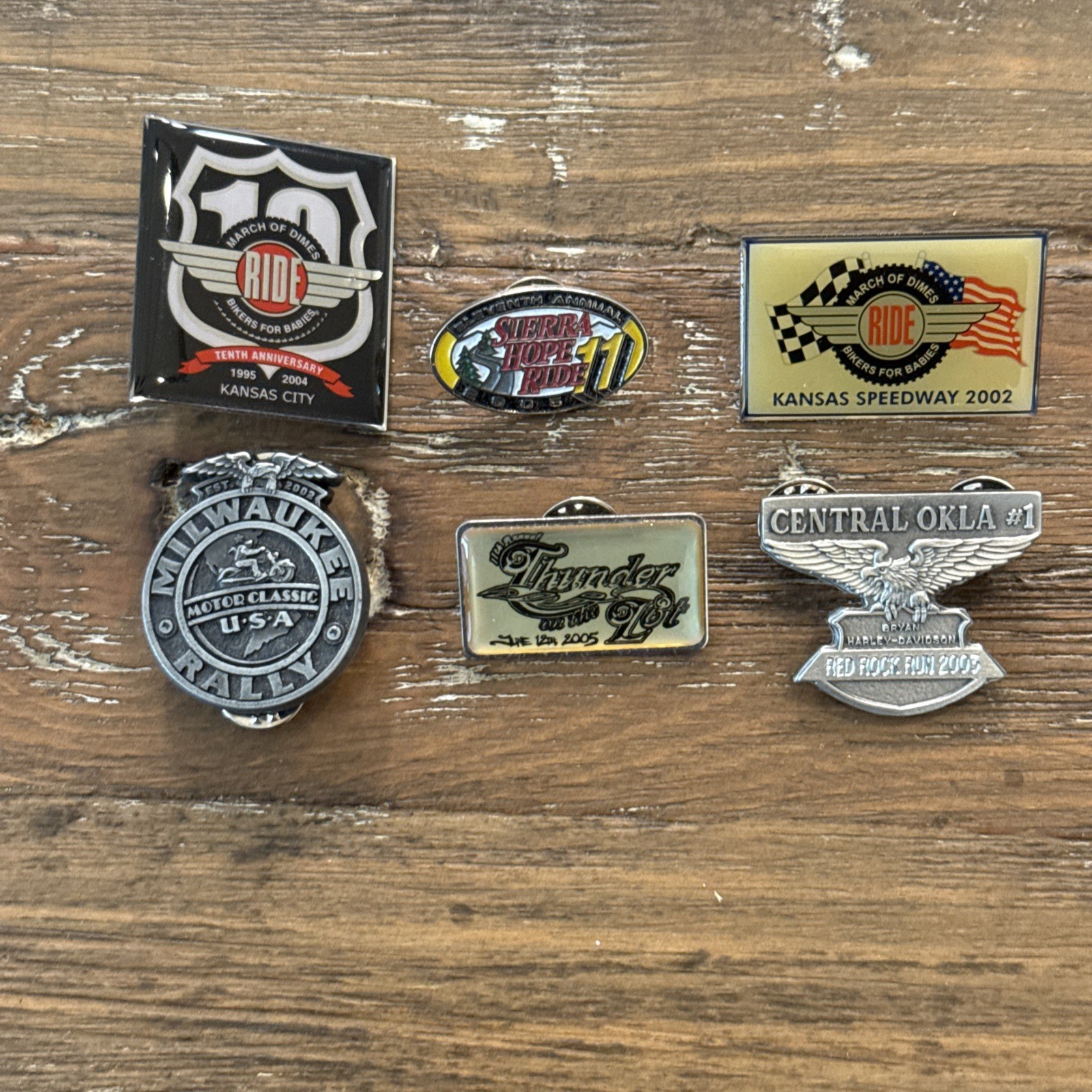 Harley-Davidson Pin Lot (6 pcs) 2002 - 2005 Assorted Ride/Meet/Rally Pins Harley-Davidson Pin Lot (6 pcs) 2002 - 2005 Assorted Ride/Meet/Rally Pins