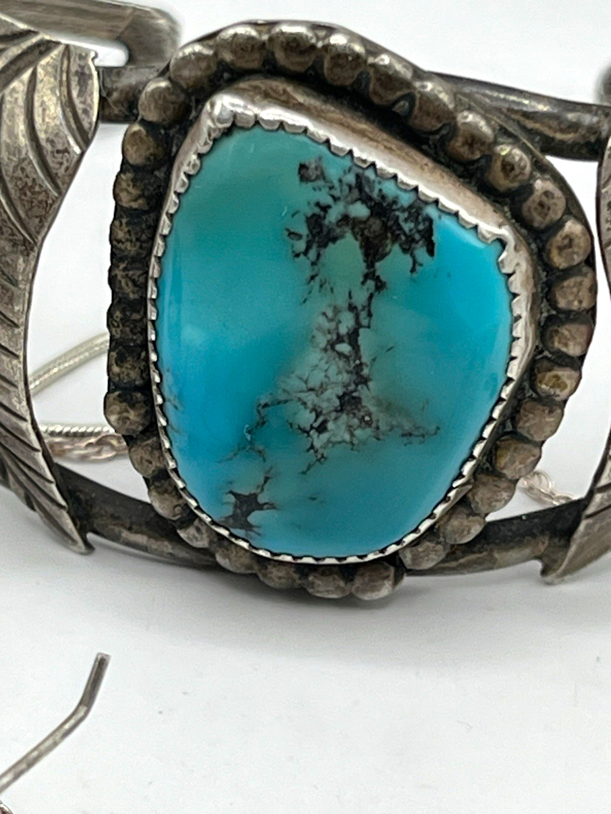 Native American handmade vintage Sterling & Turquoise cuff size 6.5 w/ flex