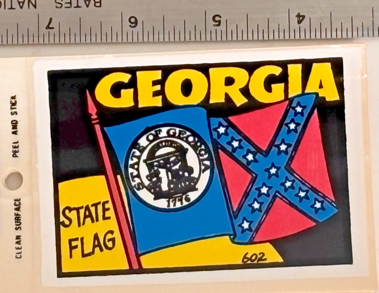 Vintage GEORGIA Old State Flag Travel Souvenir Vinyl Decal Peel & Stick NOS Vintage GEORGIA Old State Flag Travel Souvenir Vinyl Decal Peel & Stick NOS