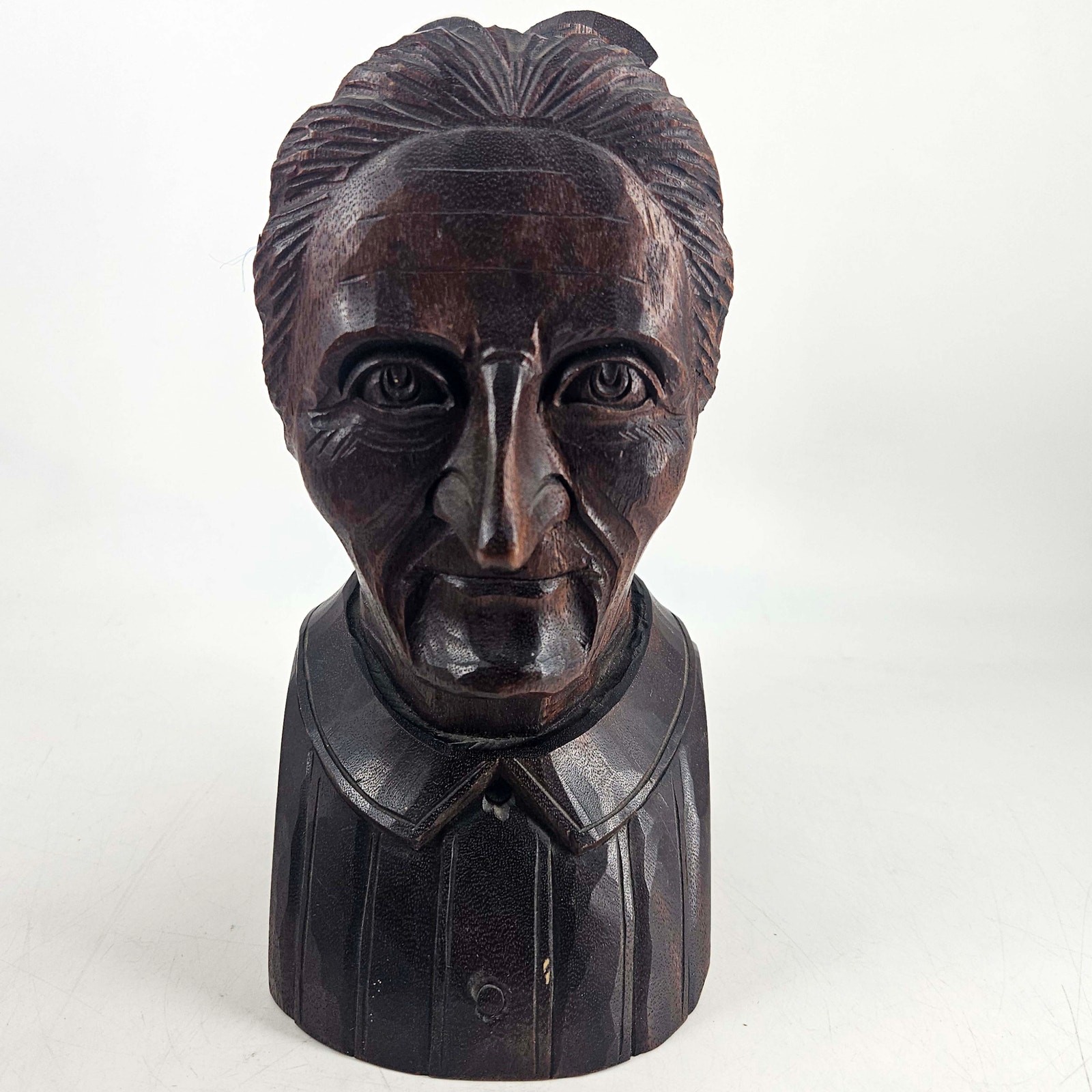 Vintage Jose Alberdi mid century hand carved dark wood bust Vintage Jose Alberdi mid century hand carved dark wood bust