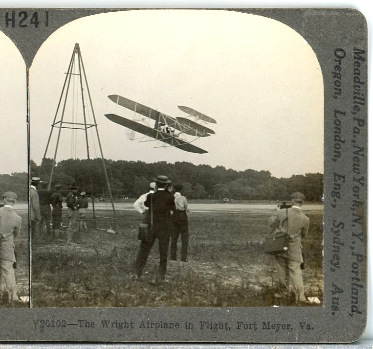 The Wright Brothers Airplane In Flight, Fort Myer, Va.-Keystone Stereoview O84 The Wright Brothers Airplane In Flight, Fort Myer, Va.-Keystone Stereoview O84