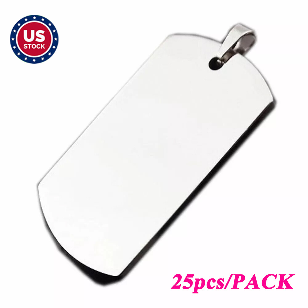 25pcs High Quality Engraving Blank Army Stainless Steel Military Blank Dog Tags