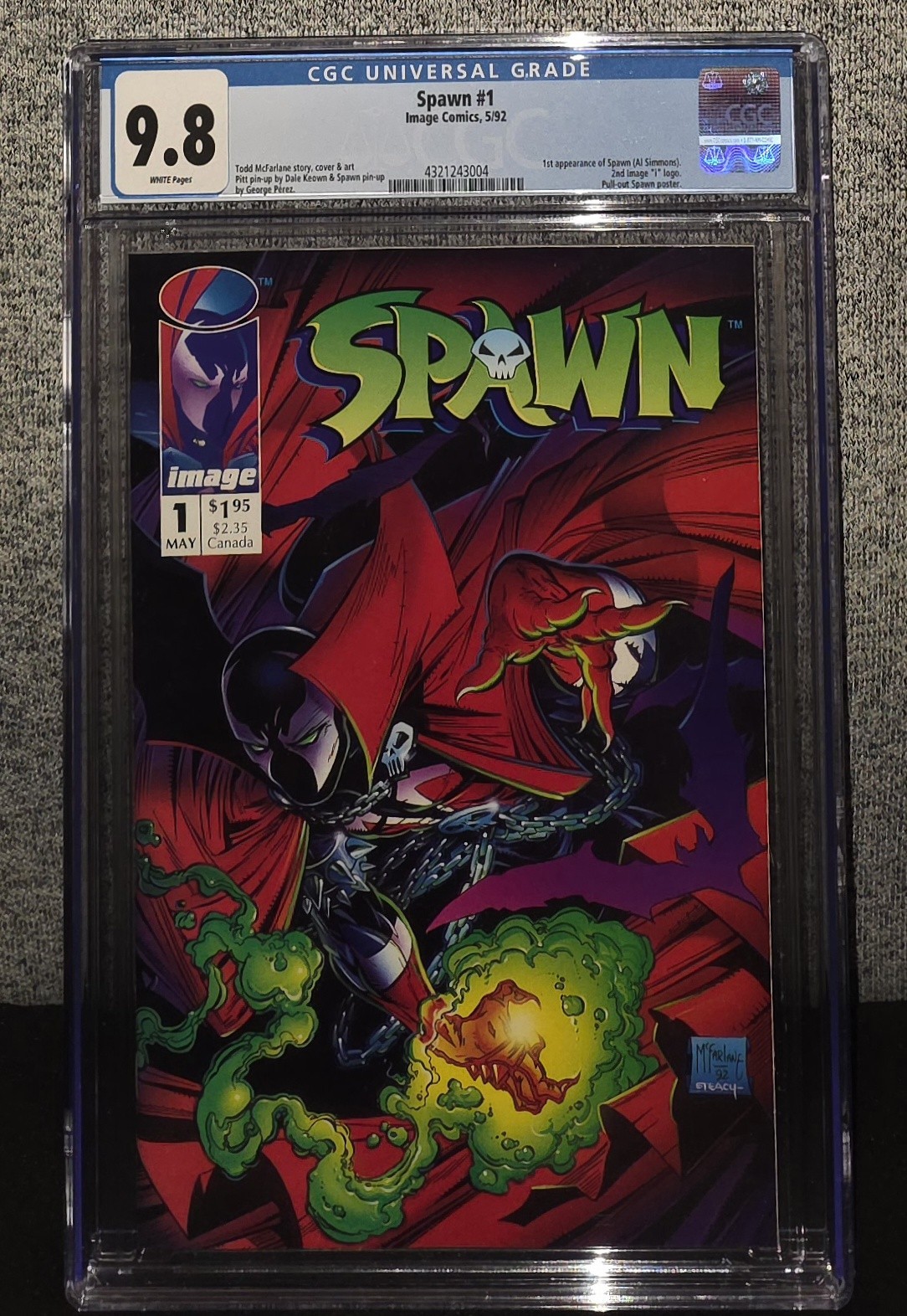 Spawn #1 CGC 9.8 White Todd McFarlane 1992 1st appearance KEY*Clean Slab* Spawn #1 CGC 9.8 White Todd McFarlane 1992 1st appearance KEY*Clean Slab*