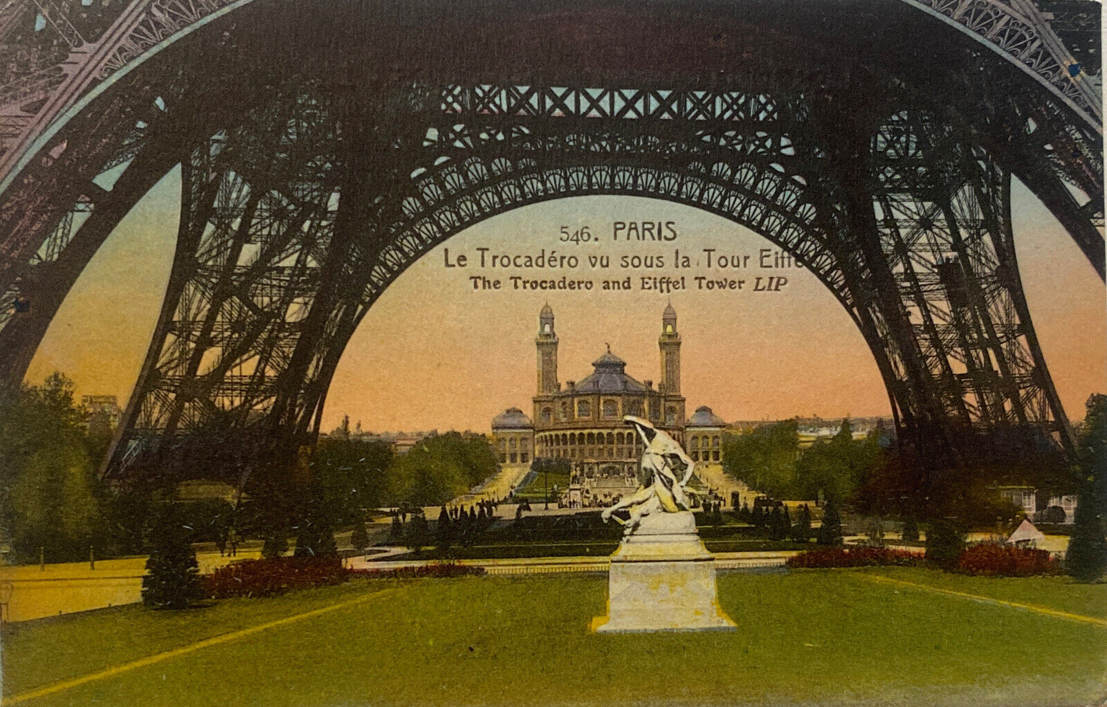 Eiffel Tower Paris Vintage Linen Postcard Postmarked 1925 Embossed