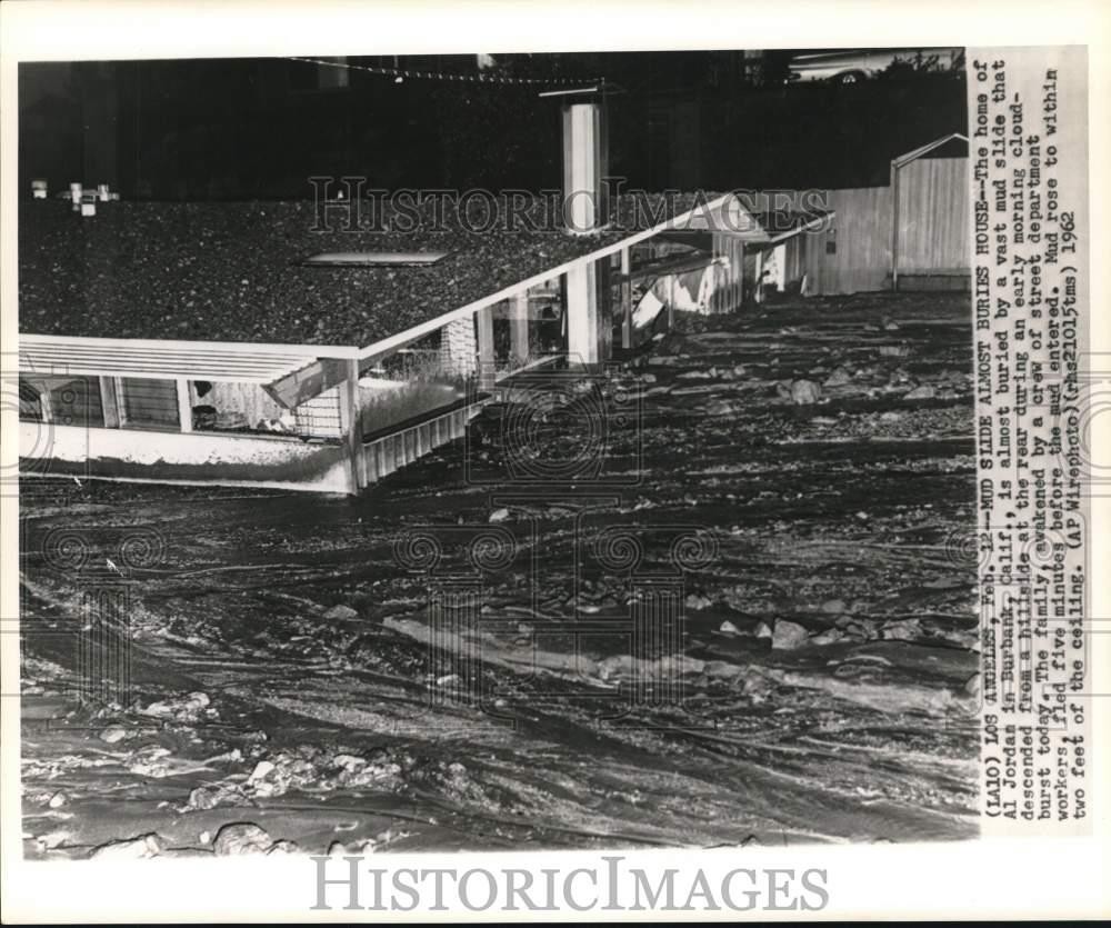 1962 Press Photo Home of Al Jordan Destroyed in Flood, Burbank, California 1962 Press Photo Home of Al Jordan Destroyed in Flood, Burbank, California