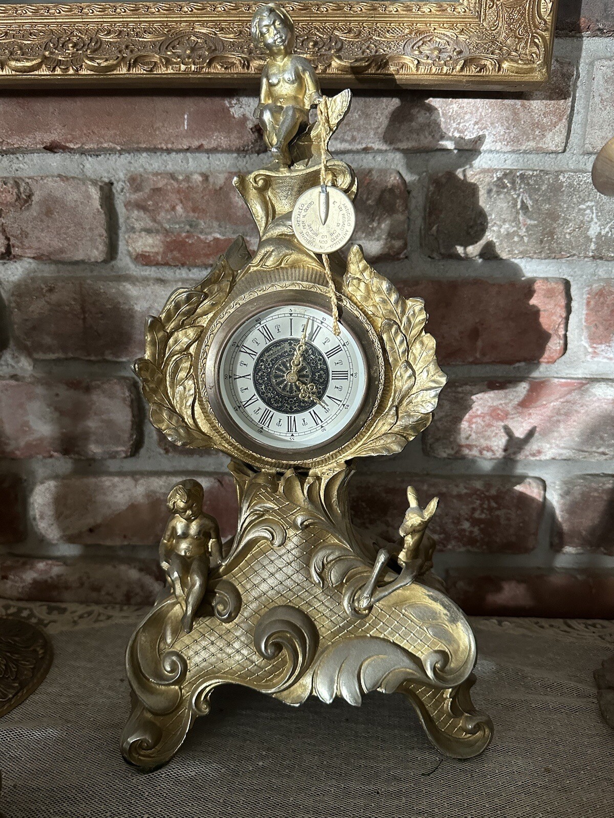 Antique Victorian Gold Guild Ornate Mantel Clock Italy Bridgerton Style Antique Victorian Gold Guild Ornate Mantel Clock Italy Bridgerton Style