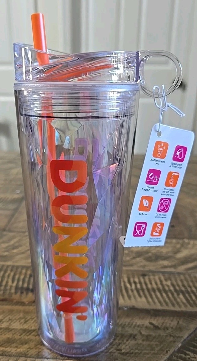 NEW 2025 Dunkin 24oz Insulated Tumbler Acrylic Orange With Straw Brush Cleaner. NEW 2025 Dunkin 24oz Insulated Tumbler Acrylic Orange With Straw Brush Cleaner.