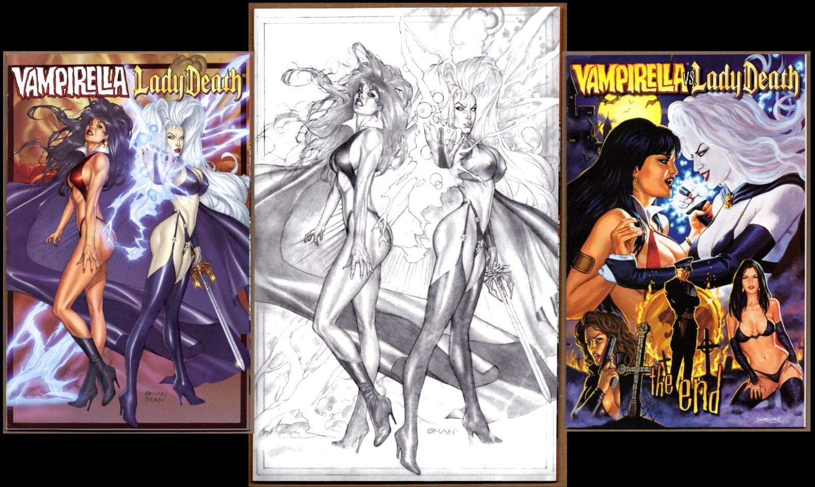 VAMPIRELLA LADY DEATH #1A + 1C SKETCH + Mthly #26 🩸 HARRIS '99-'00 VF+ LOOK VAMPIRELLA LADY DEATH #1A + 1C SKETCH + Mthly #26 🩸 HARRIS '99-'00 VF+ LOOK