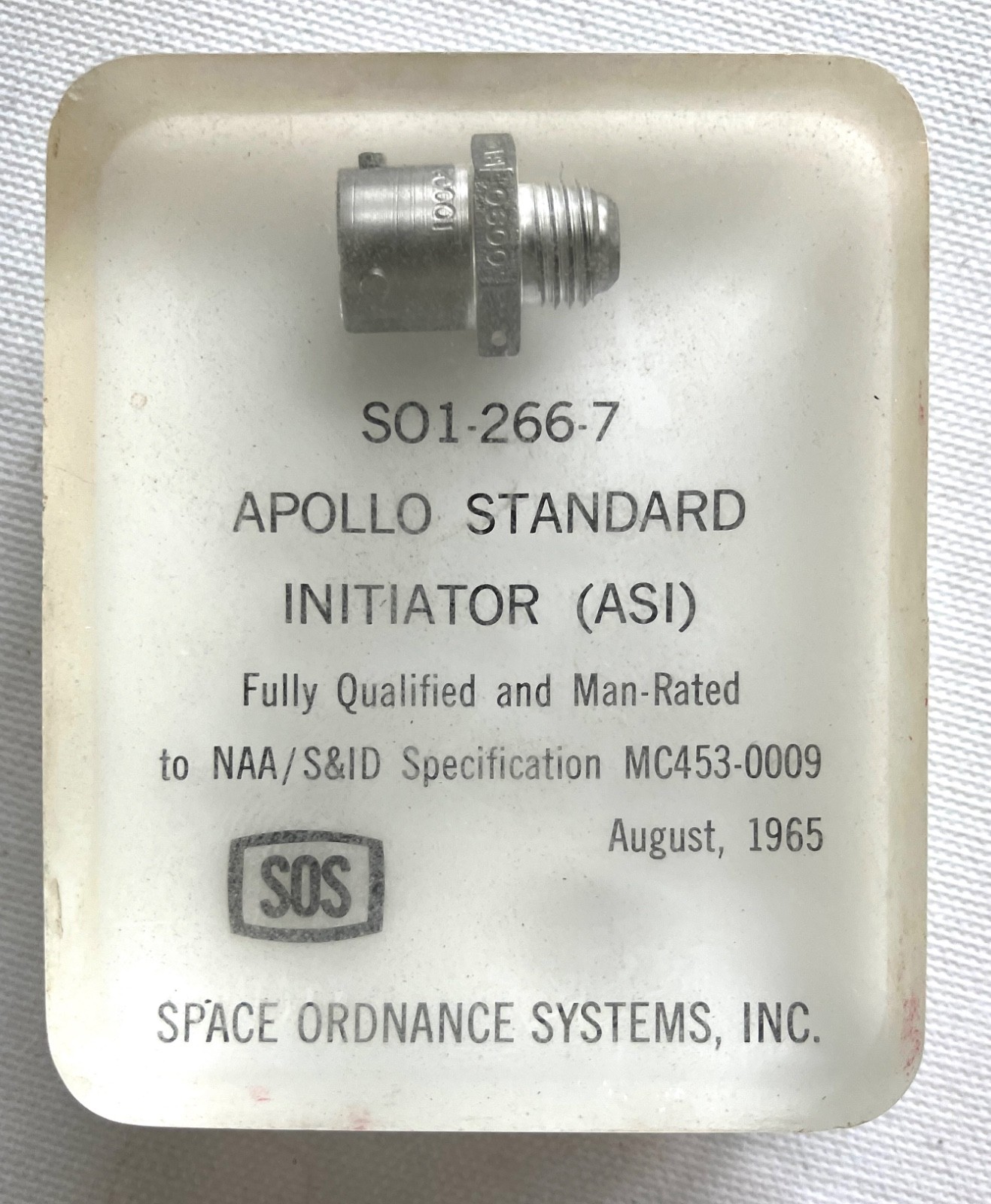 NASA Rockets - Apollo Standard Initiator 1965 NASA Rockets - Apollo Standard Initiator 1965