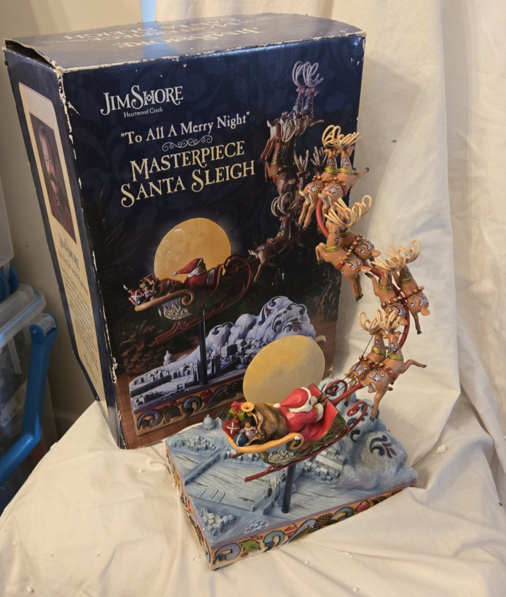Jim Shore Masterpiece Santa Sleigh Musical Lighted \ Jim Shore Masterpiece Santa Sleigh Musical Lighted \