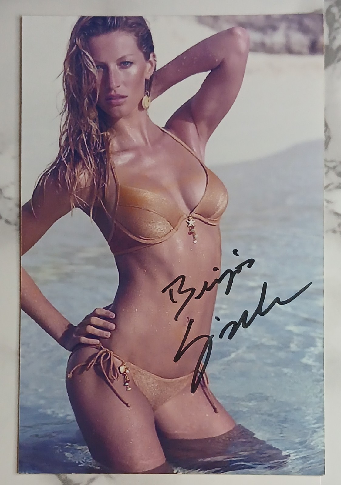 Giselle Bundchen Autographed 4x6 Photograph 2006 Victoria\'s Secret Shoot RARE Giselle Bundchen Autographed 4x6 Photograph 2006 Victoria\'s Secret Shoot RARE