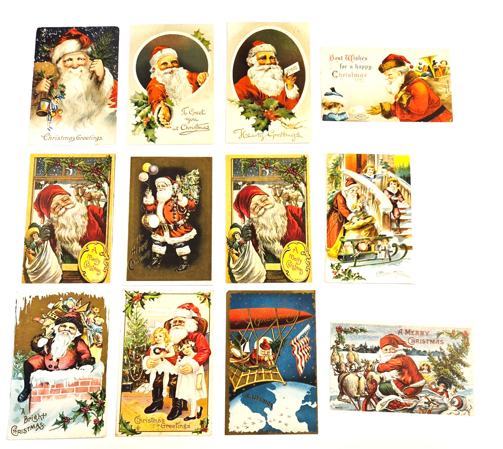 #3 Postcards Lot of 12 Antique Early 1900s Christmas Portrait Santa & More #3 Postcards Lot of 12 Antique Early 1900s Christmas Portrait Santa & More