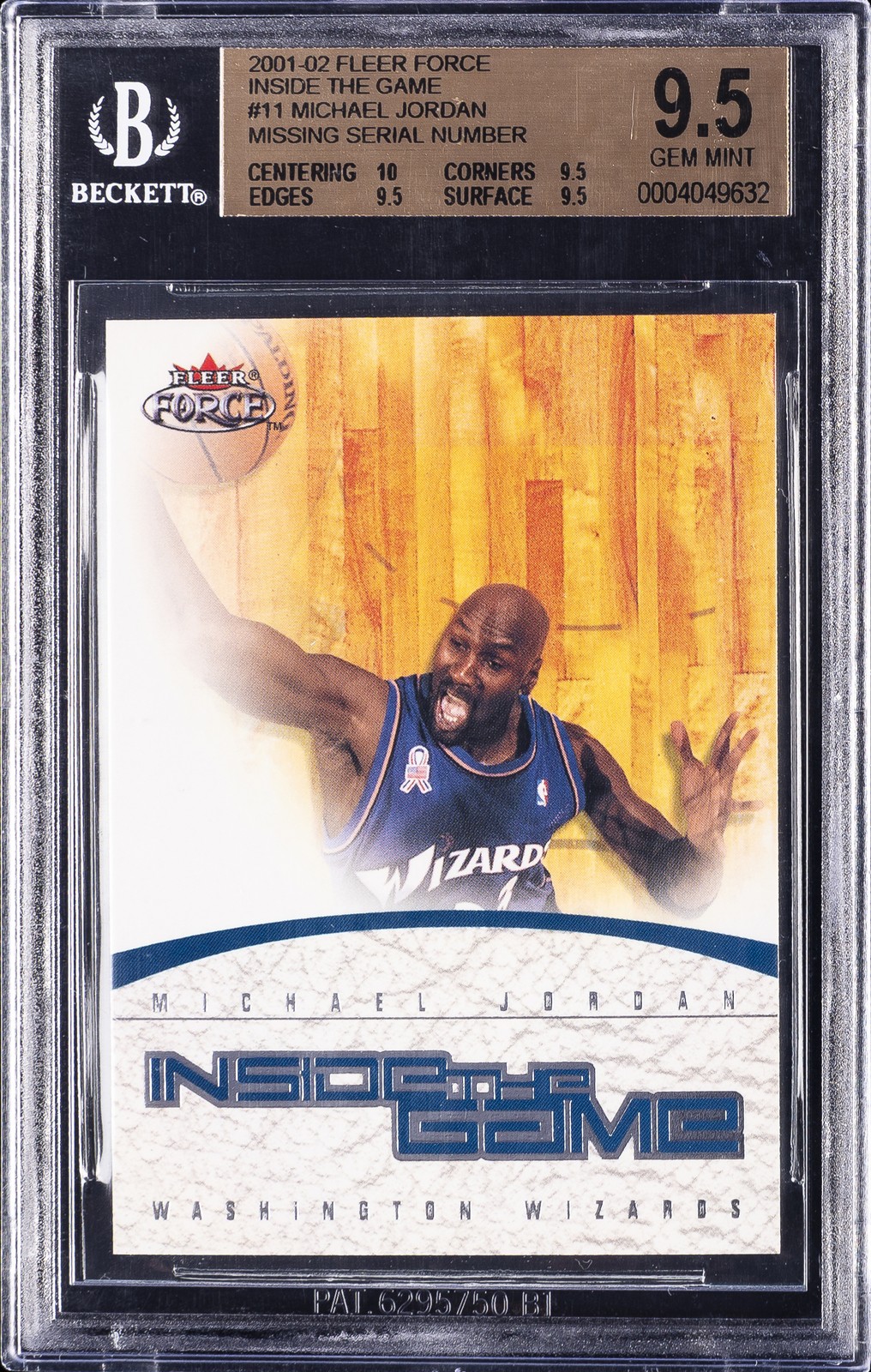 2001-02 FLEER FORCE INSIDE THE GAME MISSING SERIAL NUMBER MICHAEL JORDAN BGS 9.5
