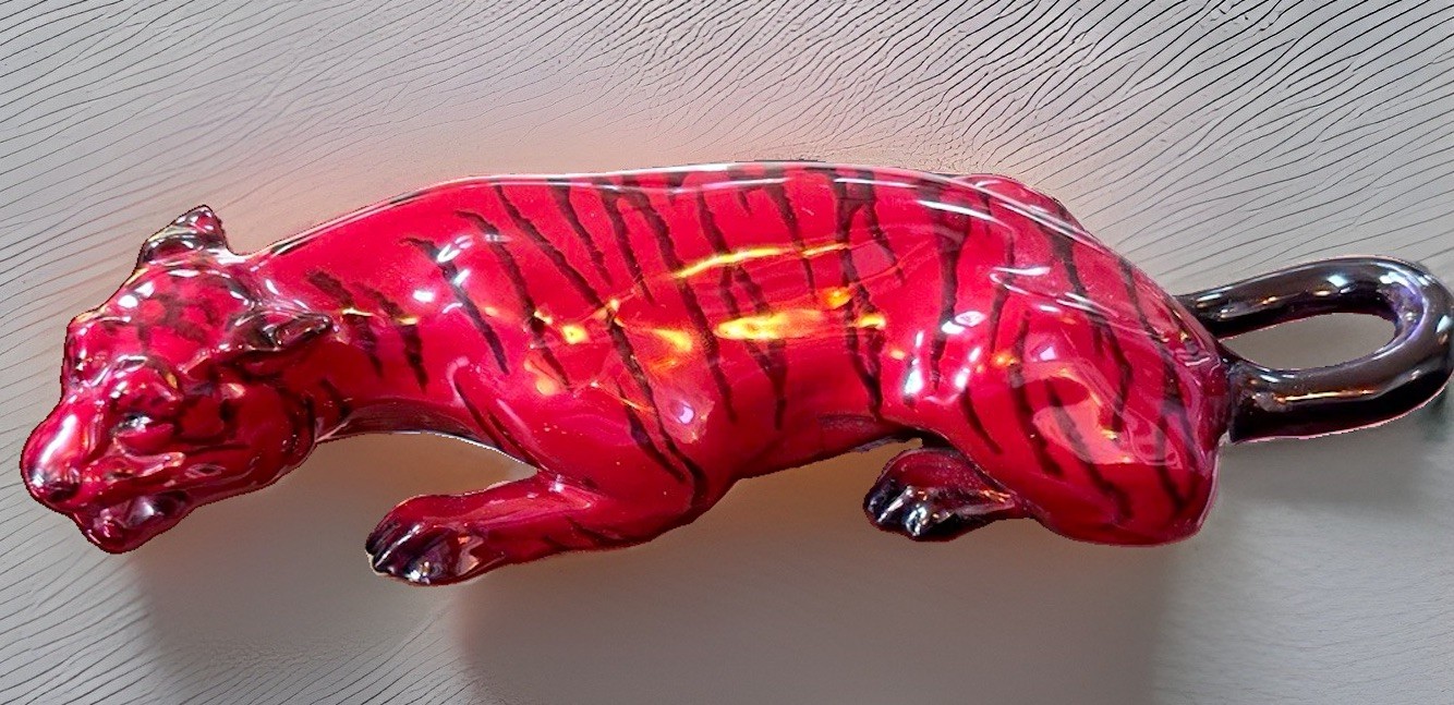 Rare Antique Royal Doulton Flambe Crouching Tiger Figurine 9.5” MINT/SPECTACULAR Rare Antique Royal Doulton Flambe Crouching Tiger Figurine 9.5” MINT/SPECTACULAR