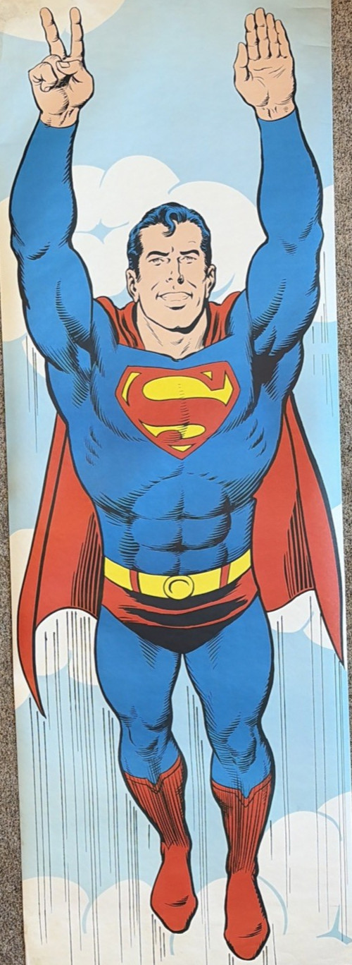 SUPERMAN Life Sized Poster 24x71 Curt Swan Murphy Anderson 1971 Vintage Peace SUPERMAN Life Sized Poster 24x71 Curt Swan Murphy Anderson 1971 Vintage Peace