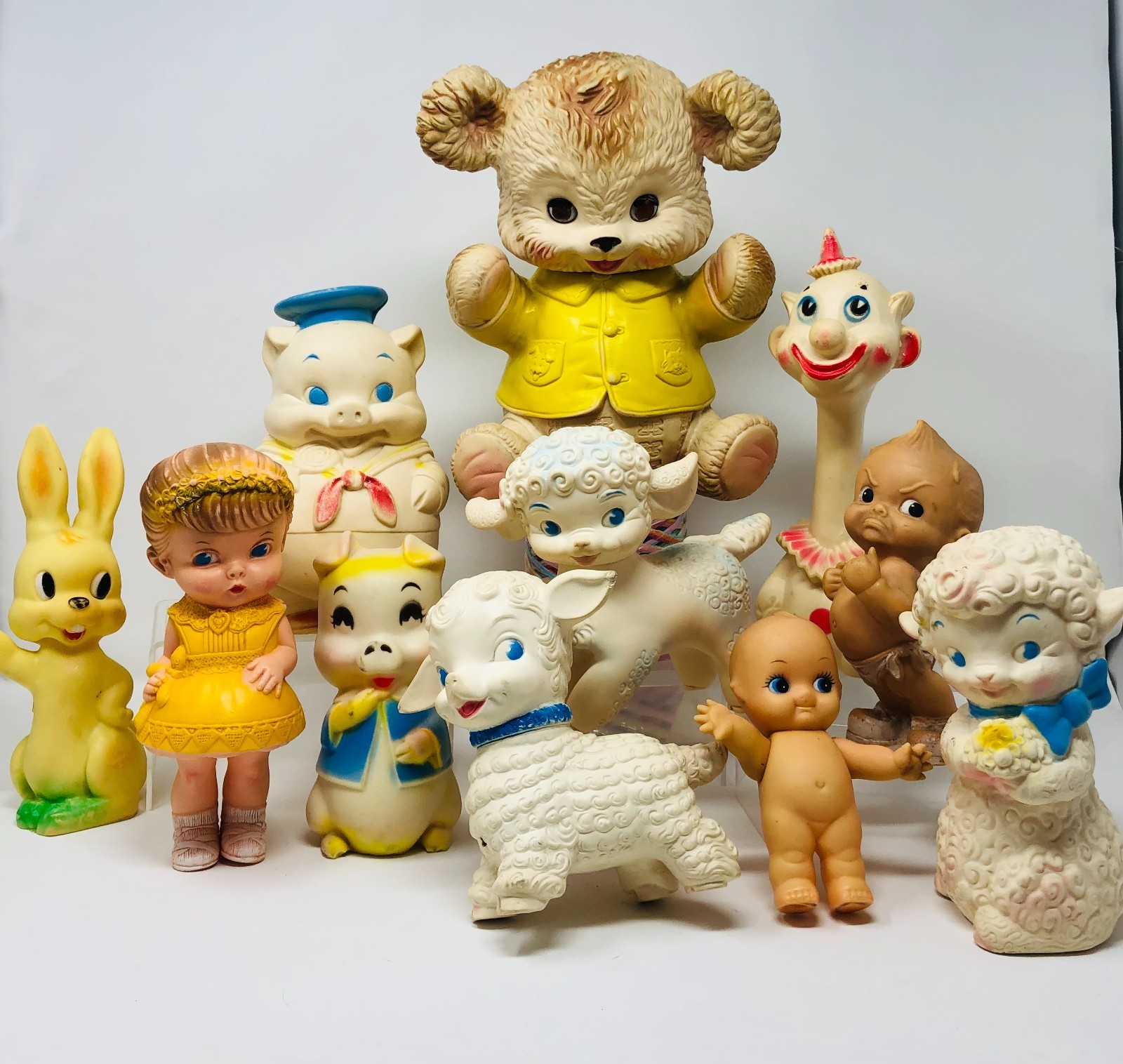 Vintage rubber squeaky toy collection lot of 11 pieces Vintage rubber squeaky toy collection lot of 11 pieces