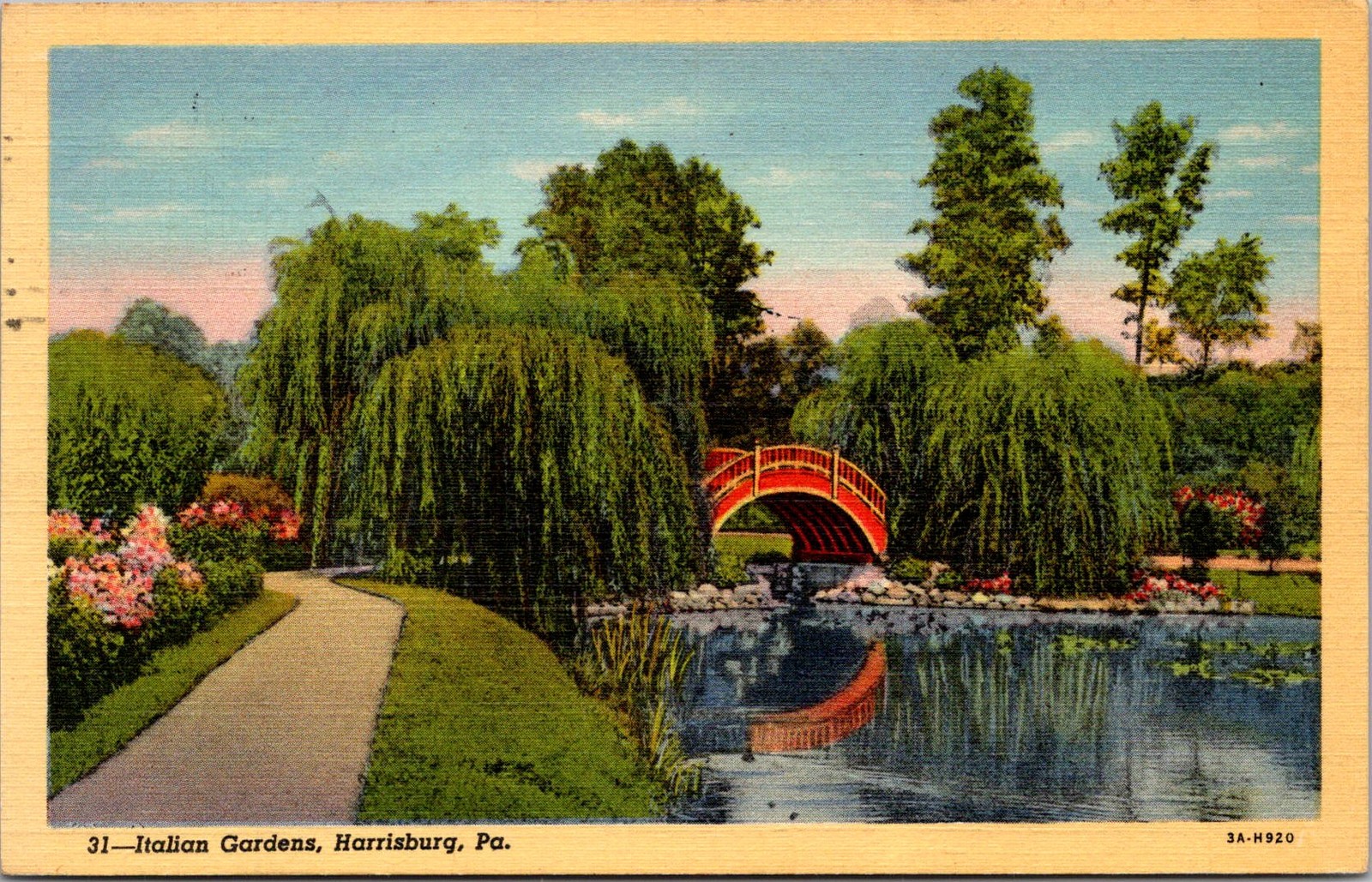 Italian Gardens Harrisburg PA 1943 Vintage Postcard 5P19-17